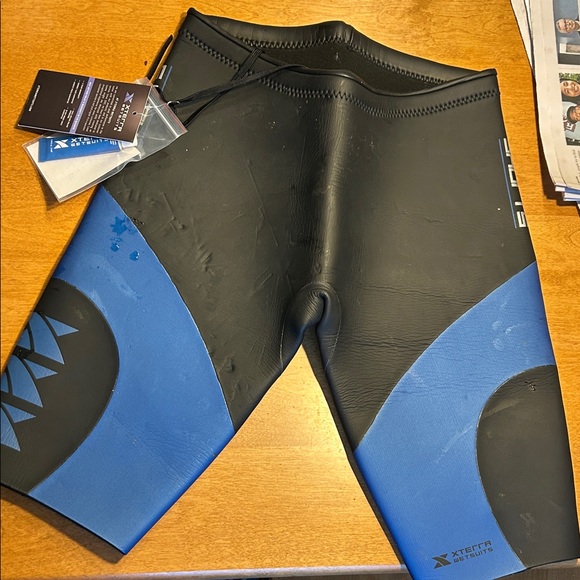 Black and Blue Thick Neoprene Swim Shorts to the knee Medium - Picture 1 of 7